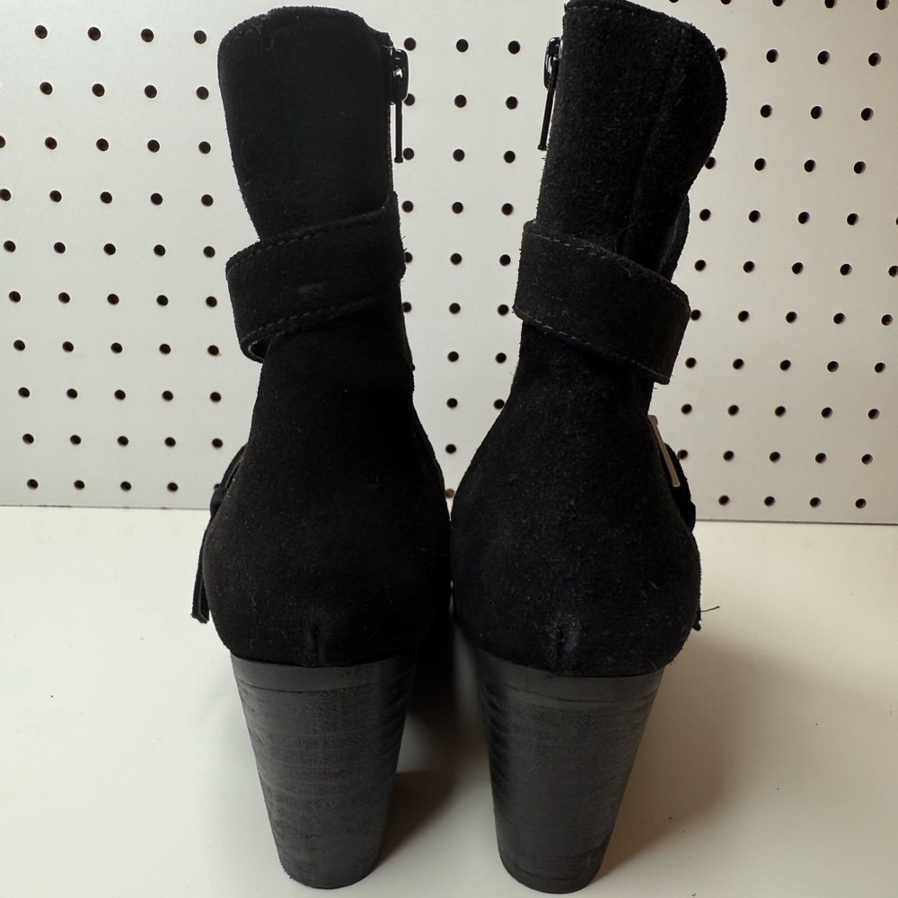 Anthropologie Matisse Harper Black Suede Leather Ankle Boots Women’s 7M Side Zip - Picture 4 of 16